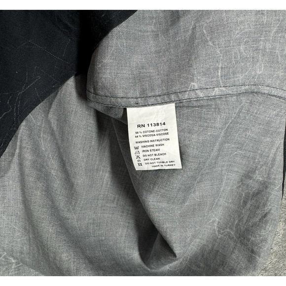 Billy Reid Shirt Mens XL‎ Slim Charcoal Gray Kirby Shirt Printed Neutral Preppy - Picture 7 of 9